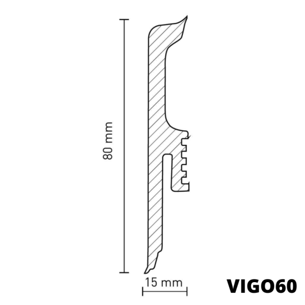Superflexible Fußleiste VIGO 80 | 2200 mm x 80 mm | WEISS, 100% wasserfest